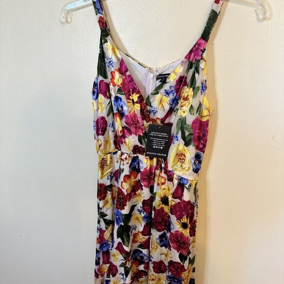 Boston Proper Womens Multicolor Floral Maxi Dress NWT 6 Small Empire Flowy Strap - Picture 1 of 14